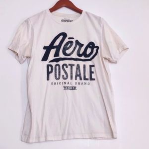 Aeropostale Tee Shirt Size Medium White Navy